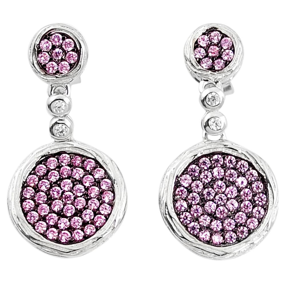 Pink kunzite (lab) topaz 925 sterling silver dangle earrings jewelry a85106