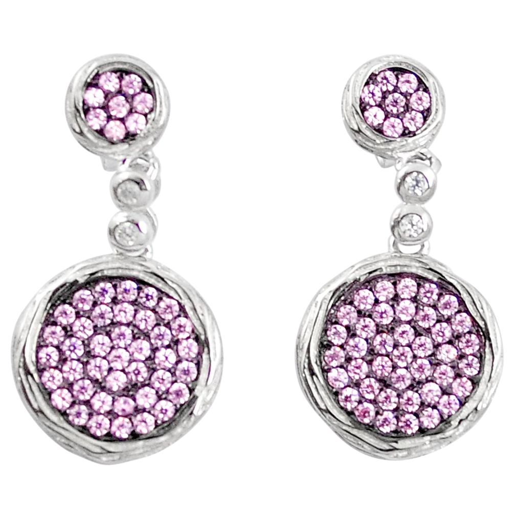 Pink kunzite (lab) topaz 925 sterling silver dangle earrings a85133