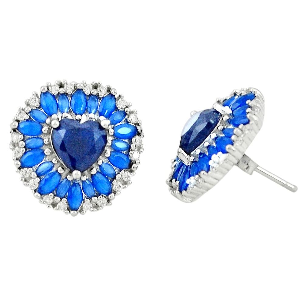 925 sterling silver blue sapphire quartz white topaz stud earrings a85616