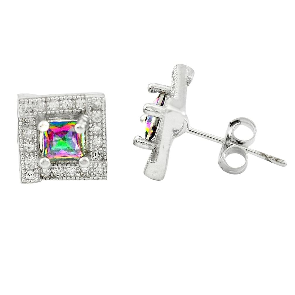 Multi color rainbow topaz topaz 925 sterling silver earrings a85867