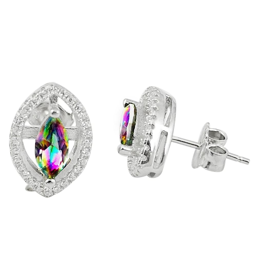 Multi color rainbow topaz topaz 925 sterling silver stud earrings a85888