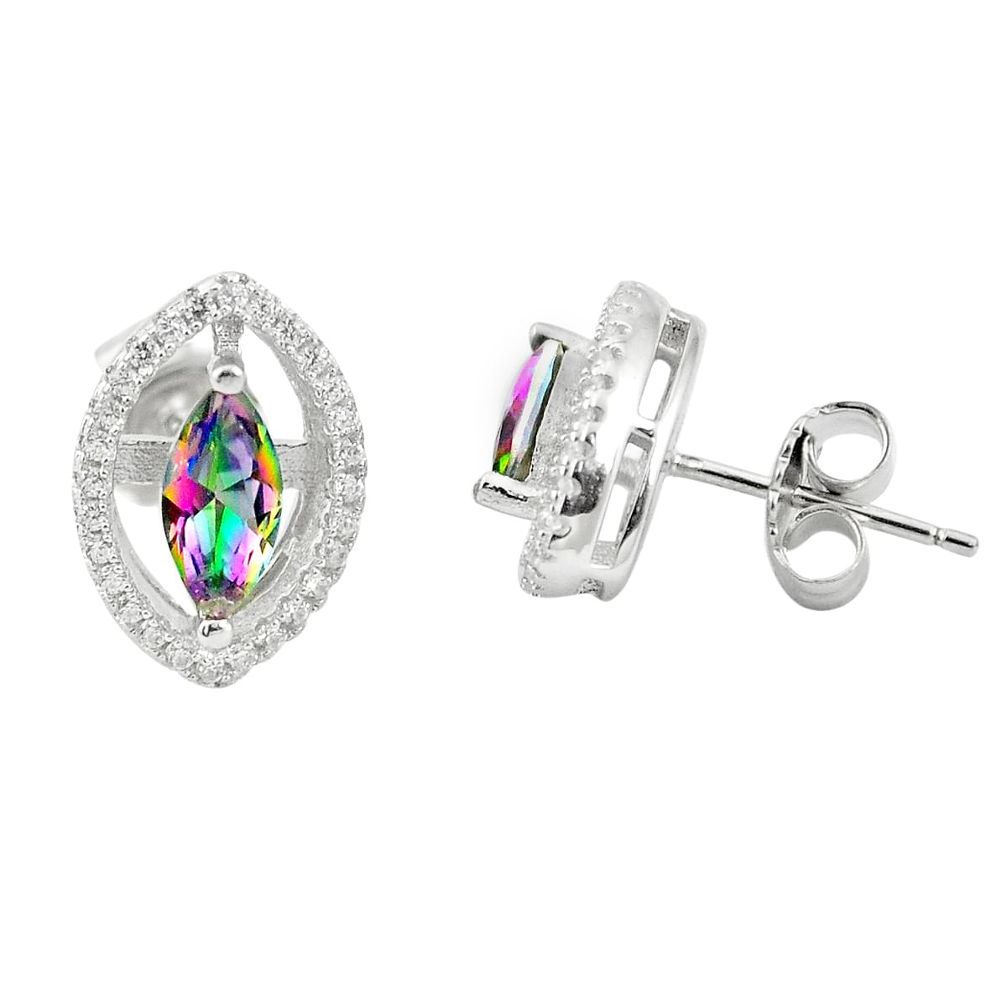 Multi color rainbow topaz topaz 925 sterling silver stud earrings a85893