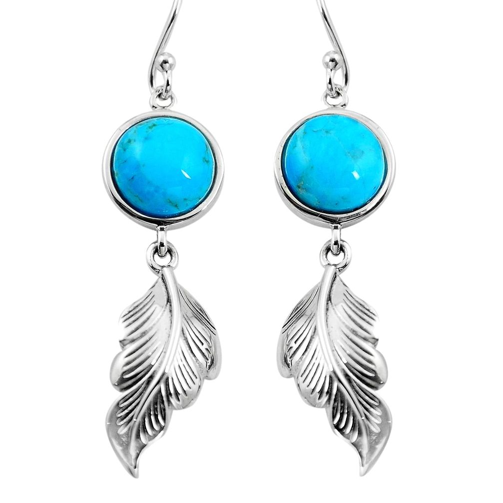 Southwestern arizona mohave turquoise 925 silver deltoid leaf earrings a86031