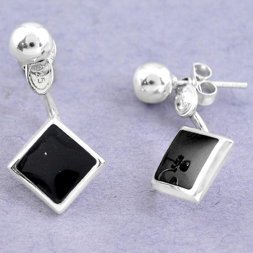 Black onyx enamel 925 sterling silver dangle earrings jewelry a86139