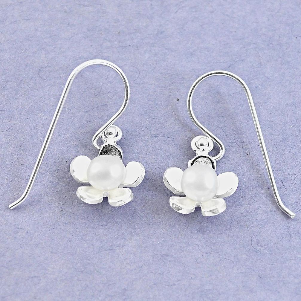 925 sterling silver natural white pearl dangle flower earrings jewelry a86150