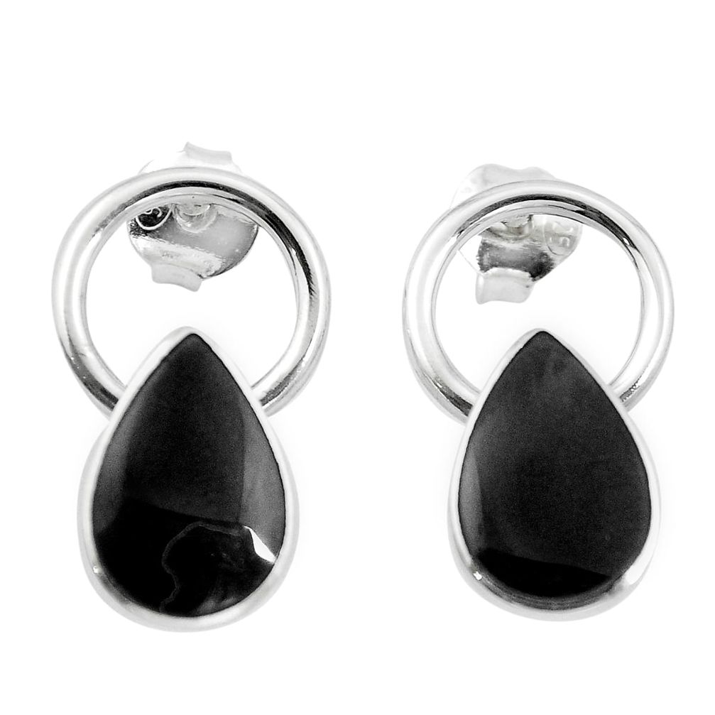 Black onyx enamel 925 sterling silver dangle earrings jewelry a86243