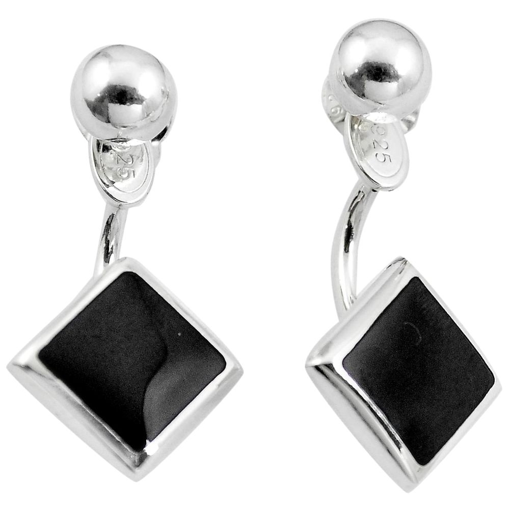 Black onyx enamel 925 sterling silver dangle earrings jewelry a86272