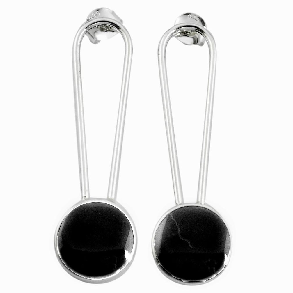 Black onyx enamel 925 sterling silver dangle earrings jewelry a86277