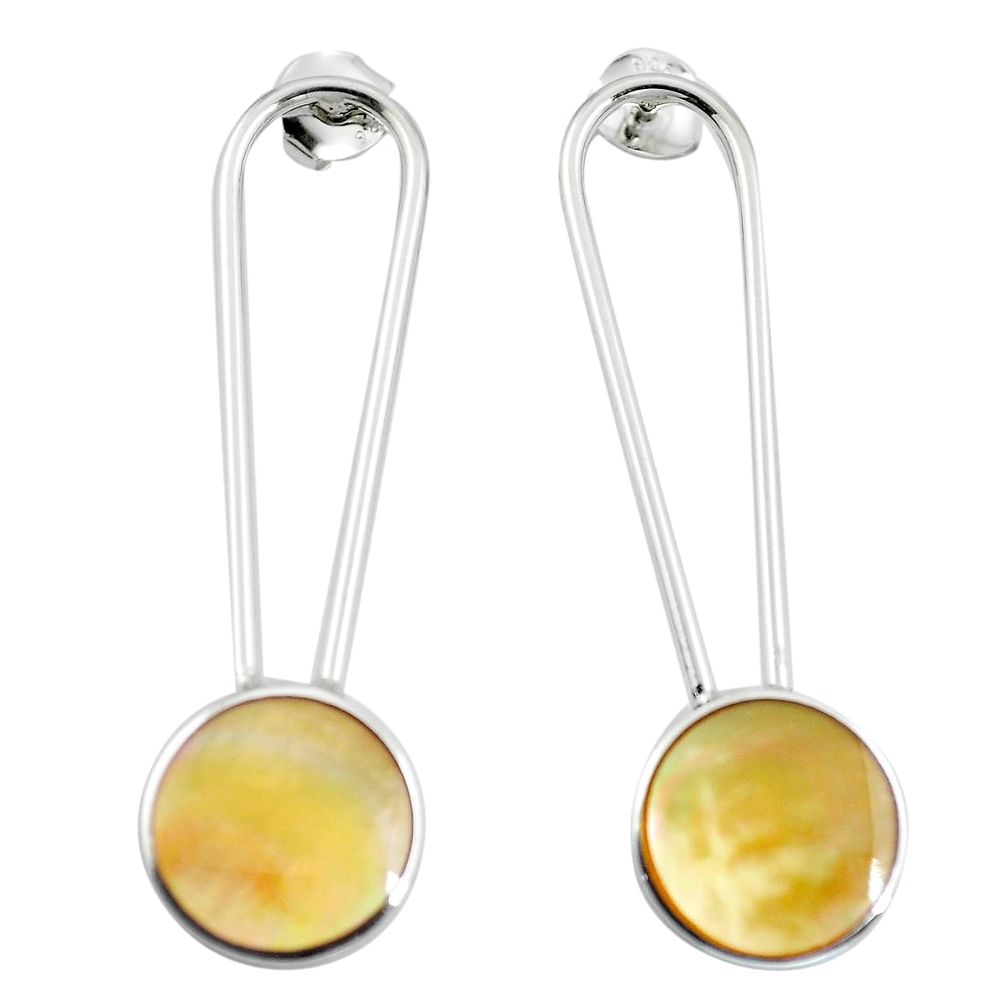 Yellow pearl enamel 925 sterling silver dangle earrings jewelry a86279