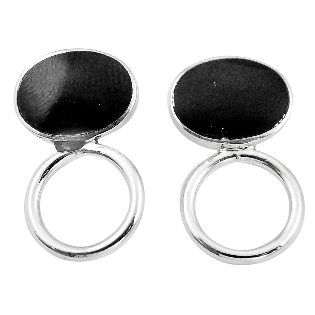 Black onyx enamel 925 sterling silver dangle earrings jewelry a86286