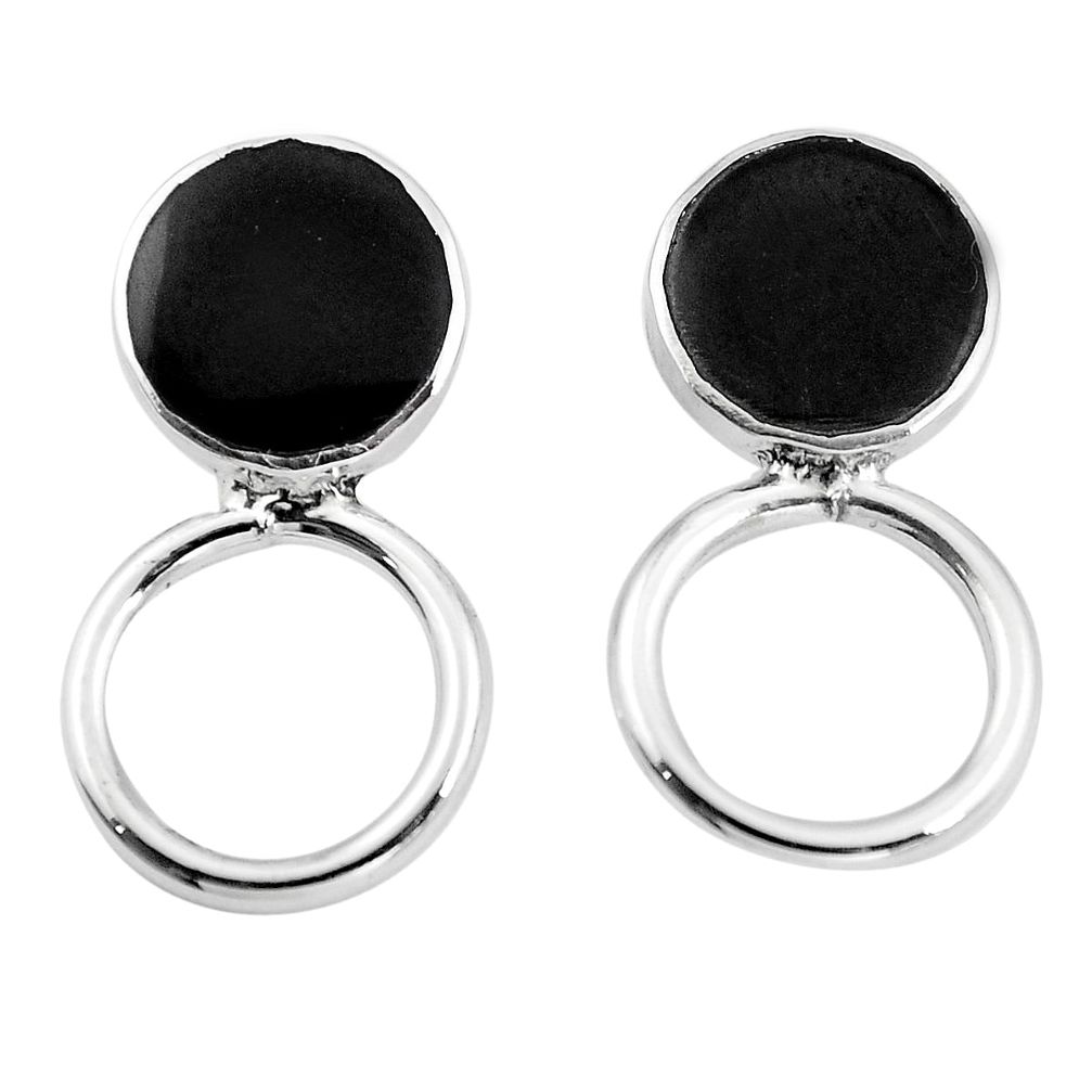 Black onyx enamel 925 sterling silver dangle earrings jewelry a86289