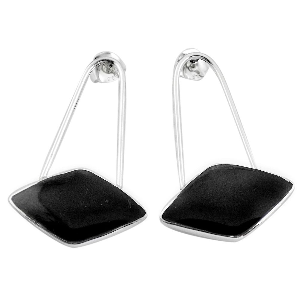 Black onyx enamel 925 sterling silver dangle earrings jewelry a86291