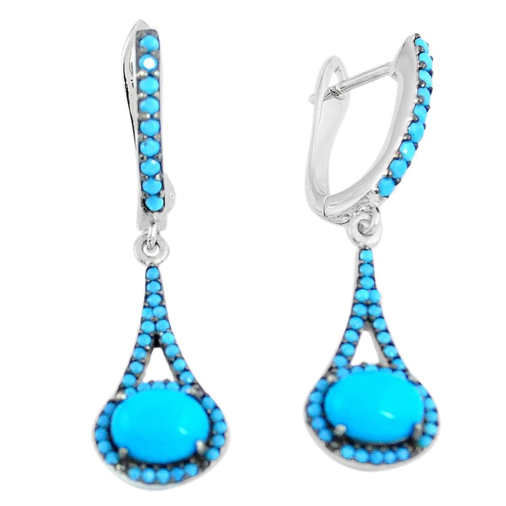 Blue sleeping beauty turquoise 925 sterling silver earrings a86741