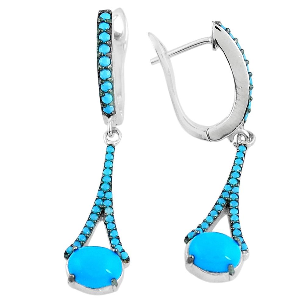 Blue sleeping beauty turquoise 925 sterling silver earrings jewelry a86748