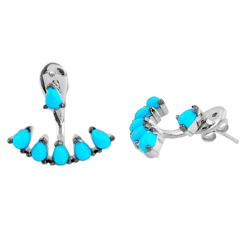 Blue sleeping beauty turquoise 925 sterling silver dangle earrings a86778