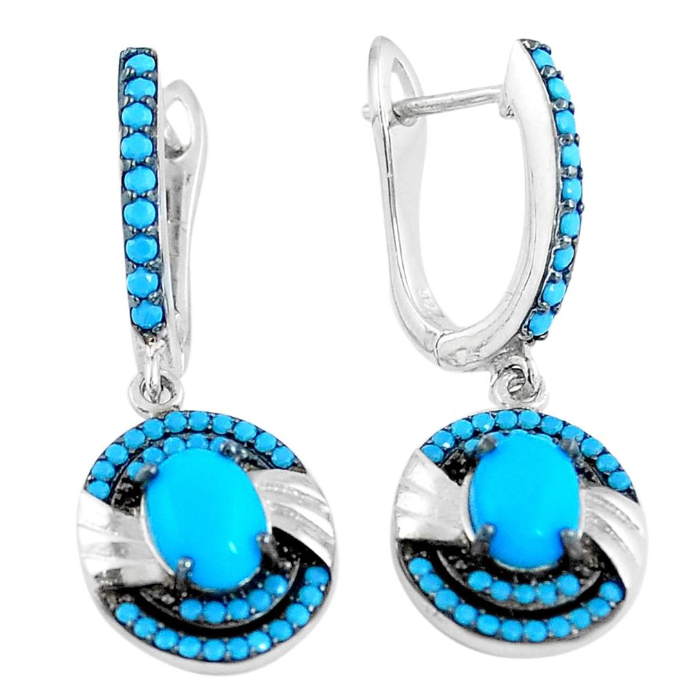 Blue sleeping beauty turquoise 925 silver dangle earrings jewelry a86787