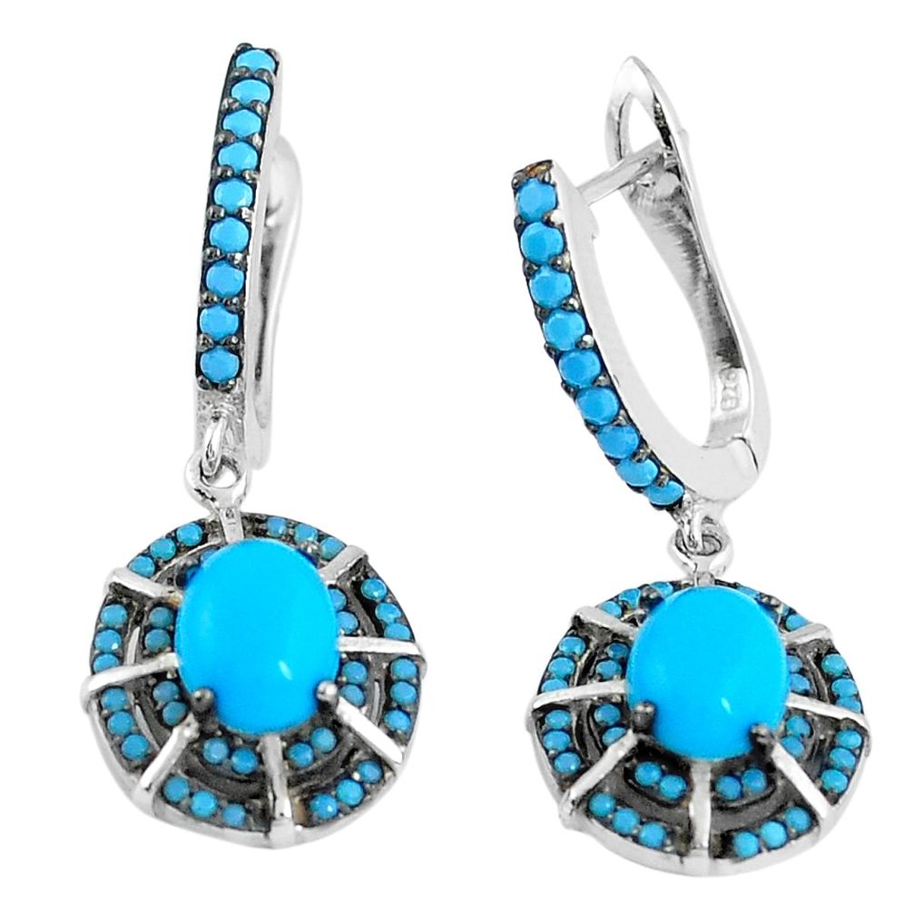 Blue sleeping beauty turquoise 925 silver dangle earrings jewelry a86790