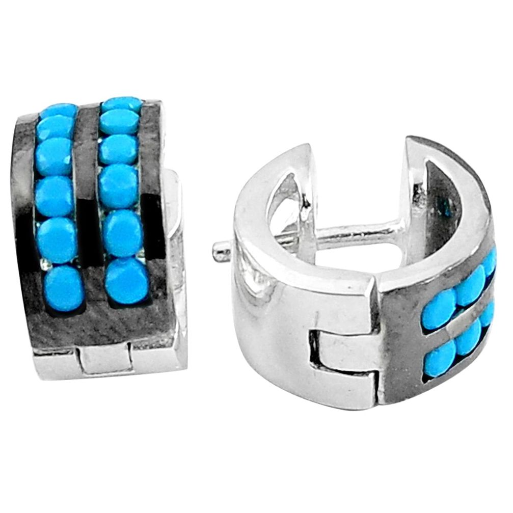 Blue sleeping beauty turquoise 925 sterling silver stud earrings a86813