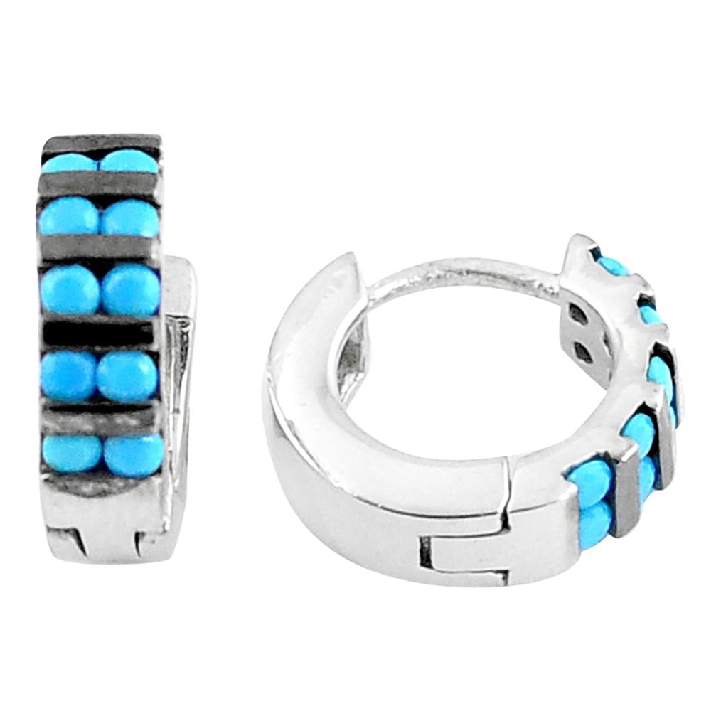 Blue sleeping beauty turquoise 925 sterling silver stud earrings a86816