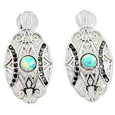 1.51cts pink australian opal (lab) onyx 925 silver stud earrings jewelry a89114