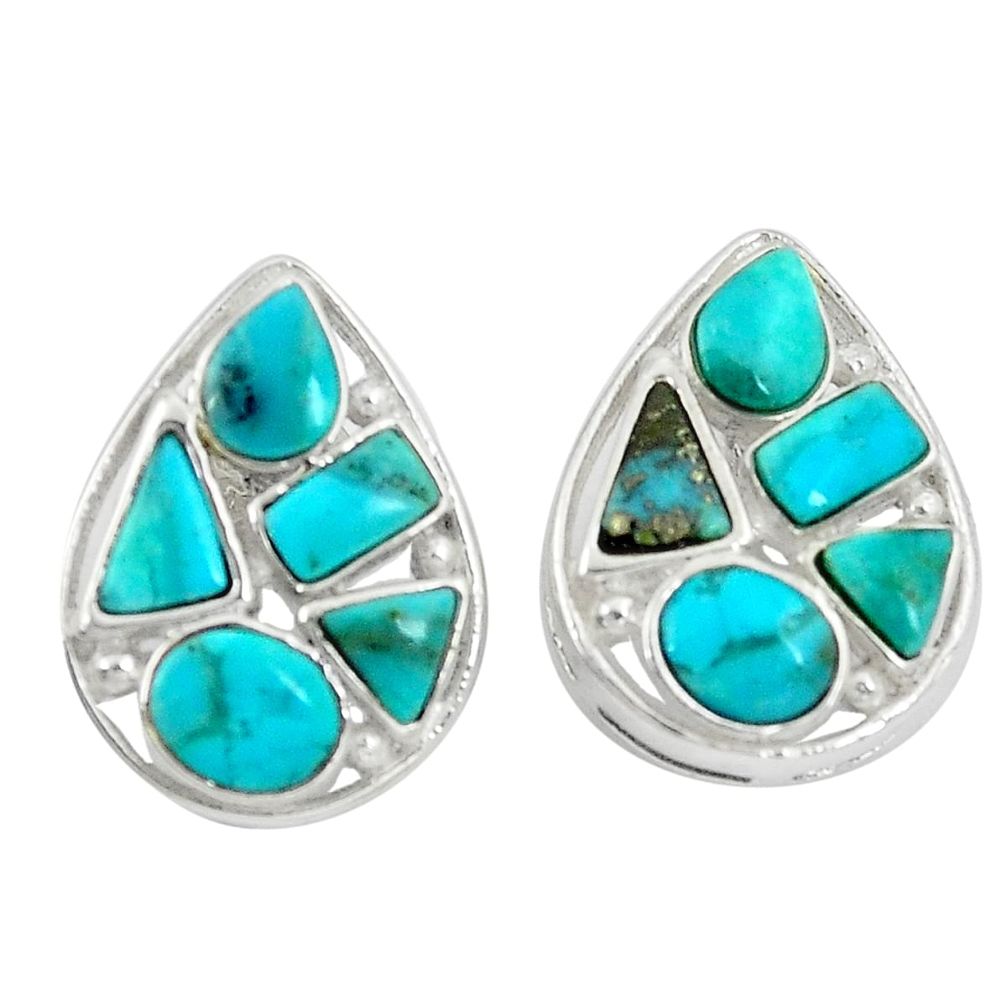 5.06cts natural blue kingman turquoise 925 silver dangle earrings a89804