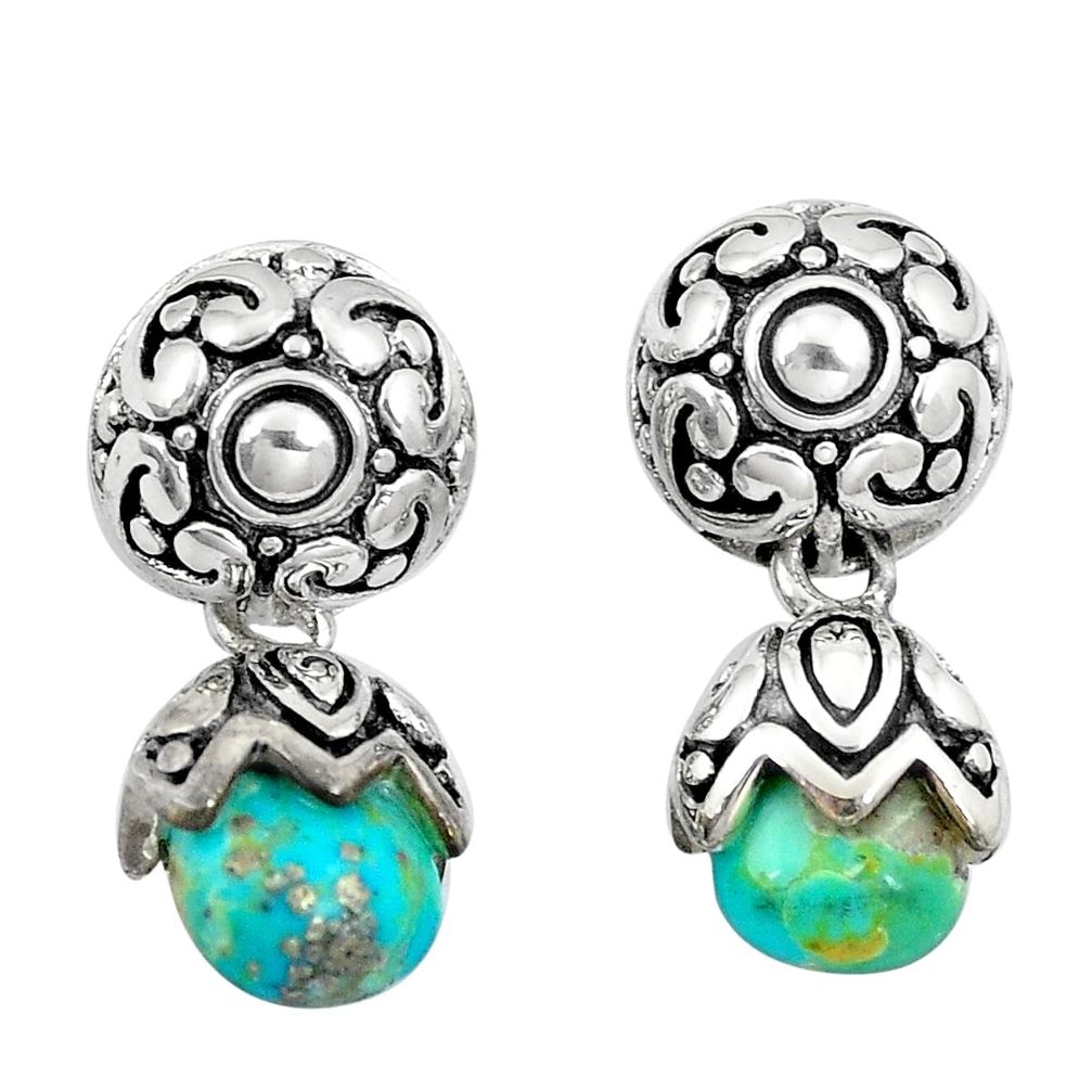 5.75cts natural blue kingman turquoise 925 silver dangle earrings jewelry a89809