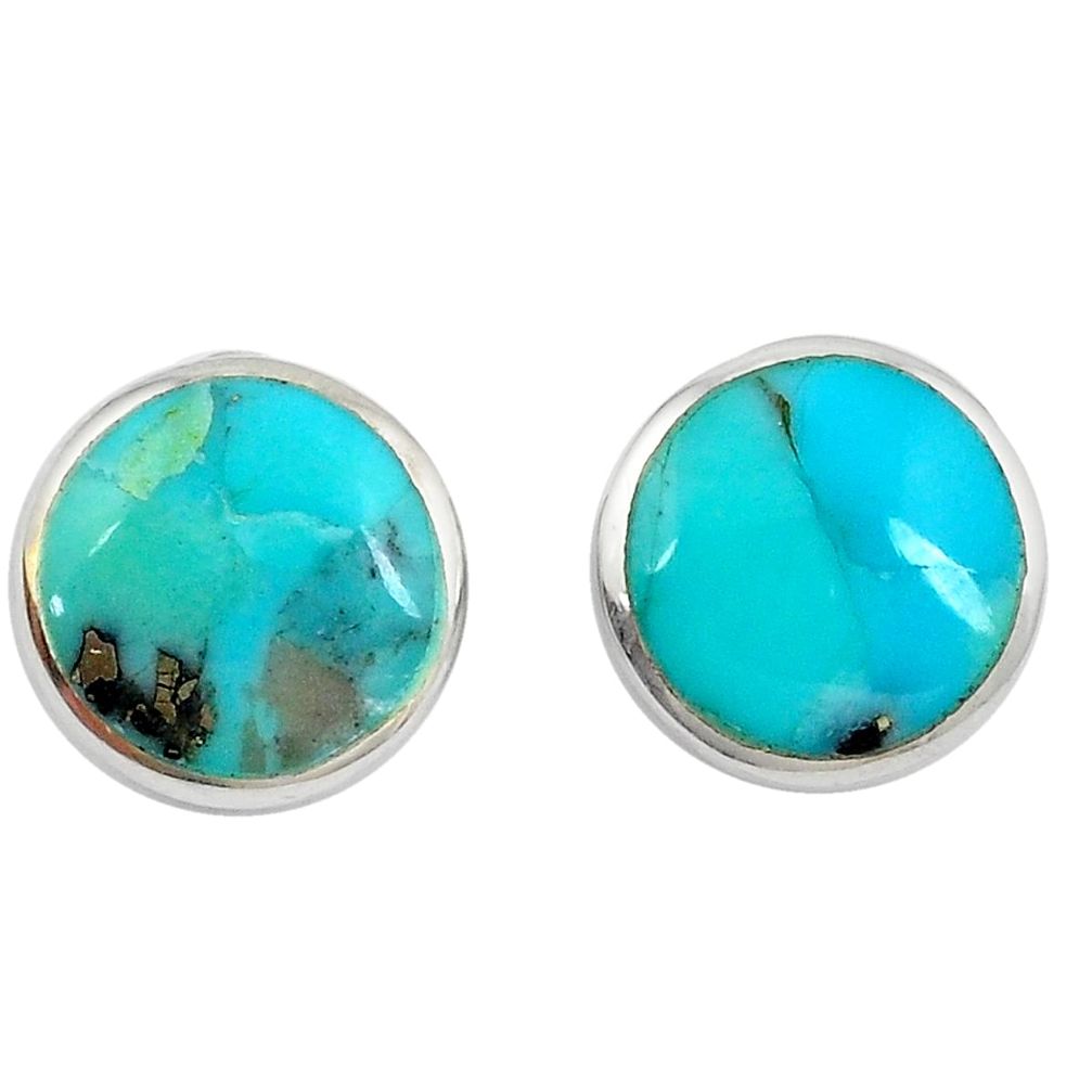 4.45cts natural blue kingman turquoise 925 silver dangle earrings a89815