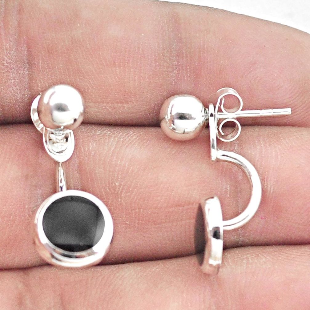 4.48gms black onyx enamel 925 sterling silver dangle earrings jewelry a90746