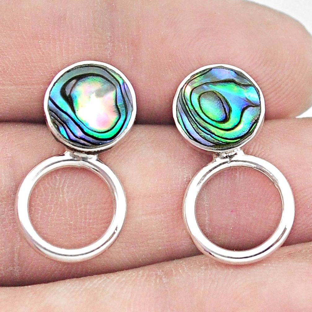 3.26gms green abalone paua seashell 925 silver dangle earrings jewelry a90764