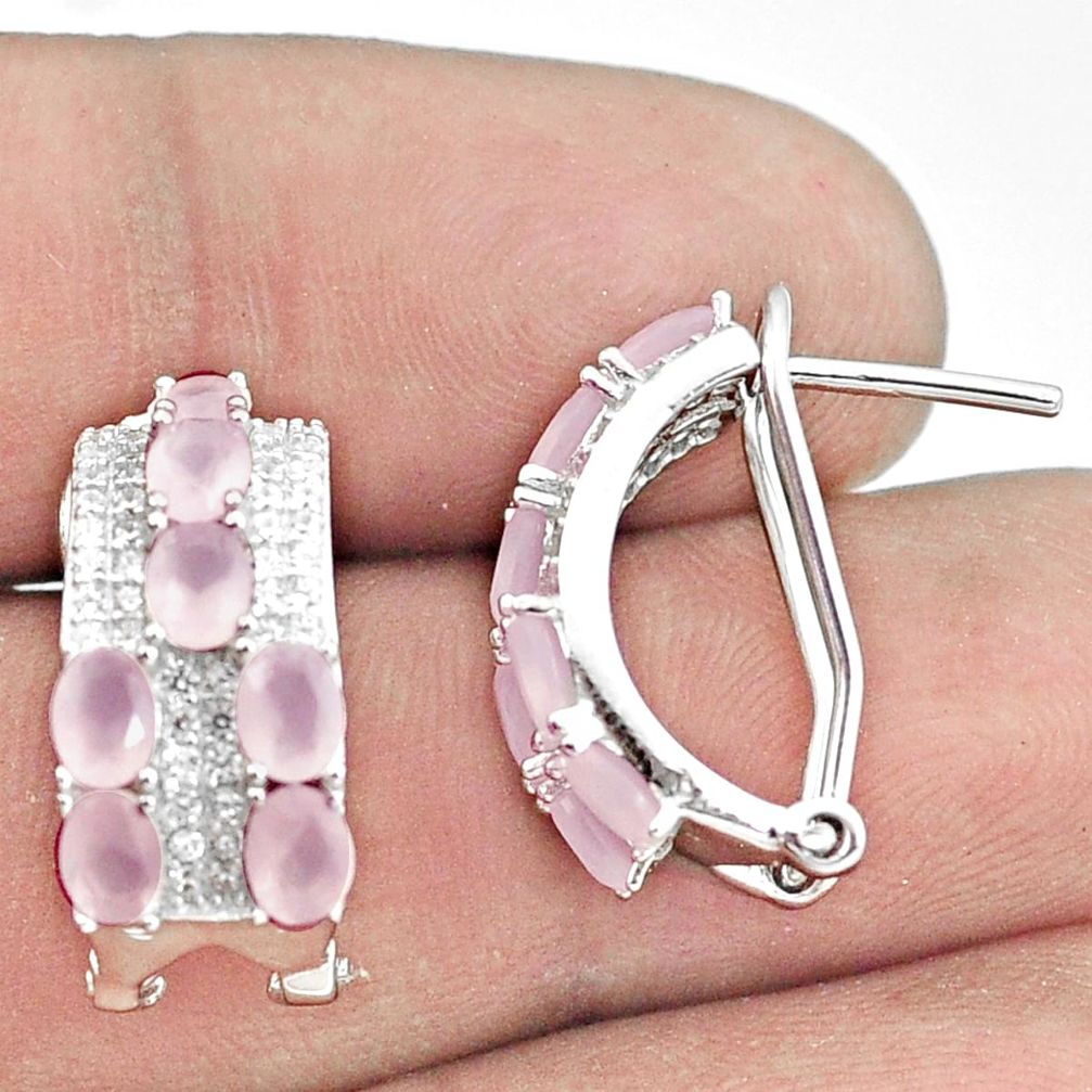 925 sterling silver 3.41cts pink chalcedony topaz stud earrings jewelry a91119