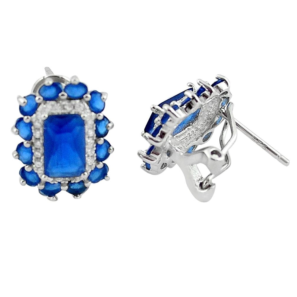 9.29cts blue sapphire quartz white topaz 925 silver stud earrings jewelry a92191