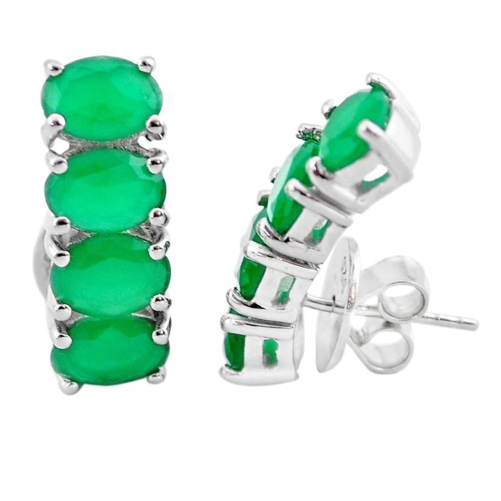 12.36cts green emerald quartz 925 sterling silver stud earrings jewelry a92293