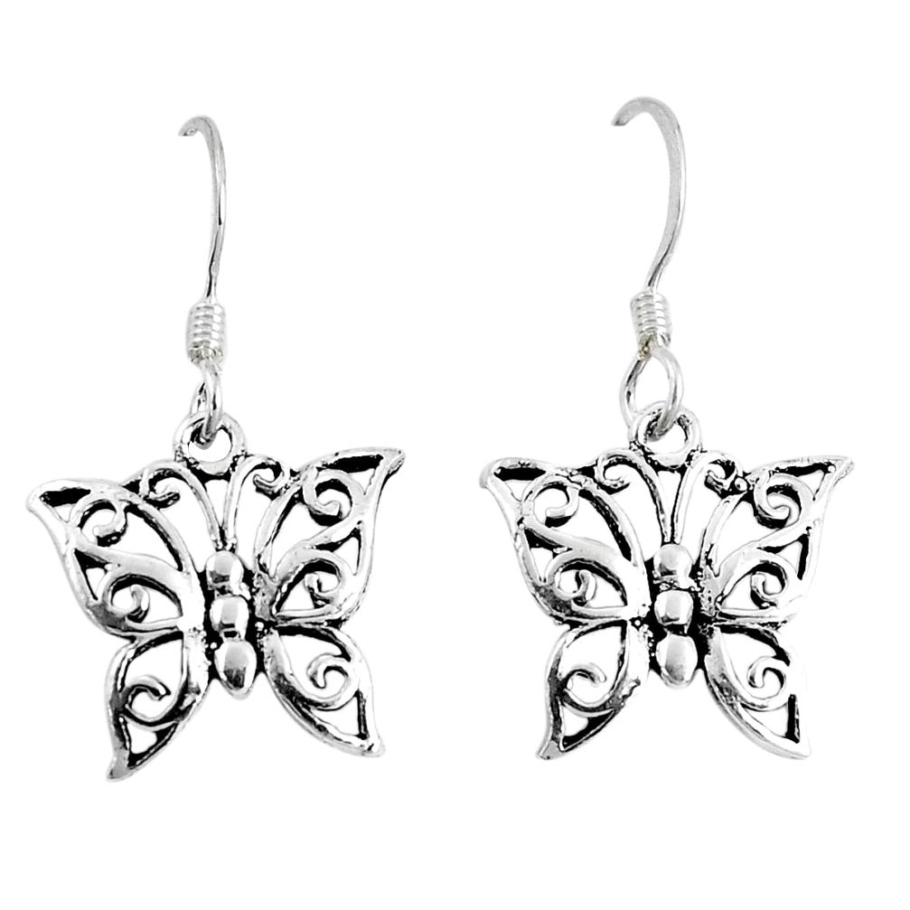2.24gms indonesian bali style solid 925 silver butterfly earrings jewelry a93579