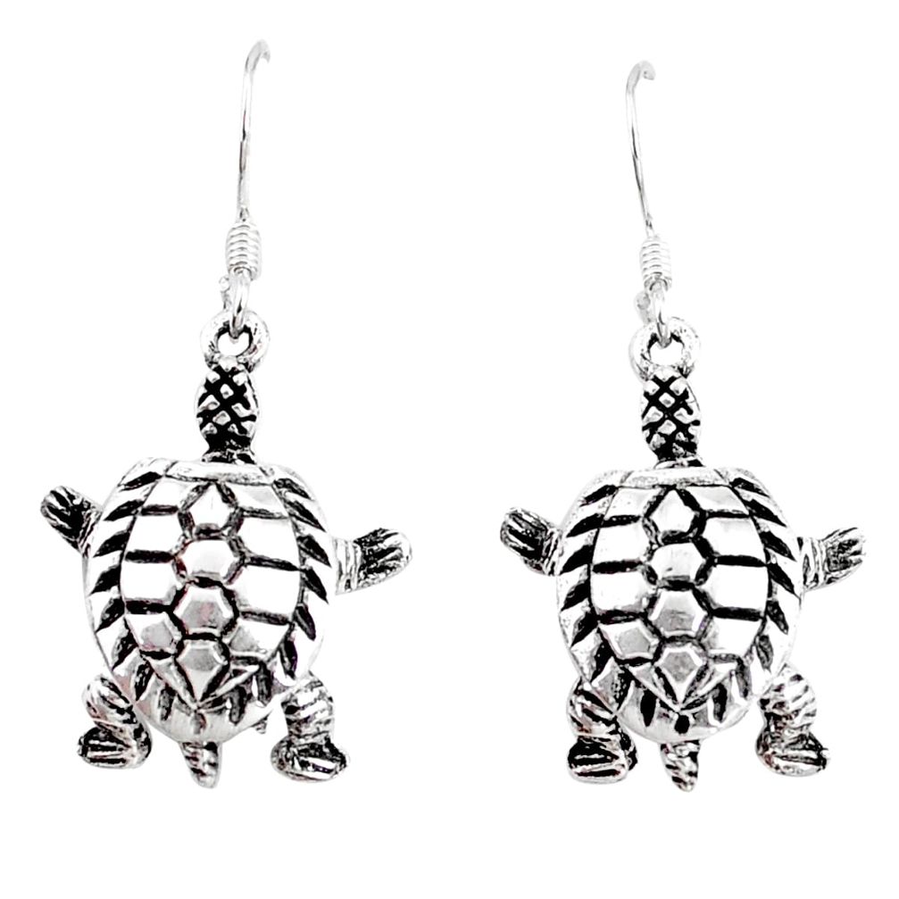 6.69gms indonesian bali style solid 925 sterling silver tortoise earrings a94674