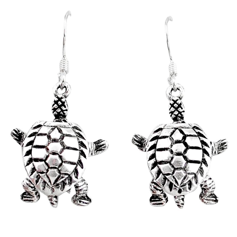 6.69gms indonesian bali style solid 925 sterling silver tortoise earrings a94678