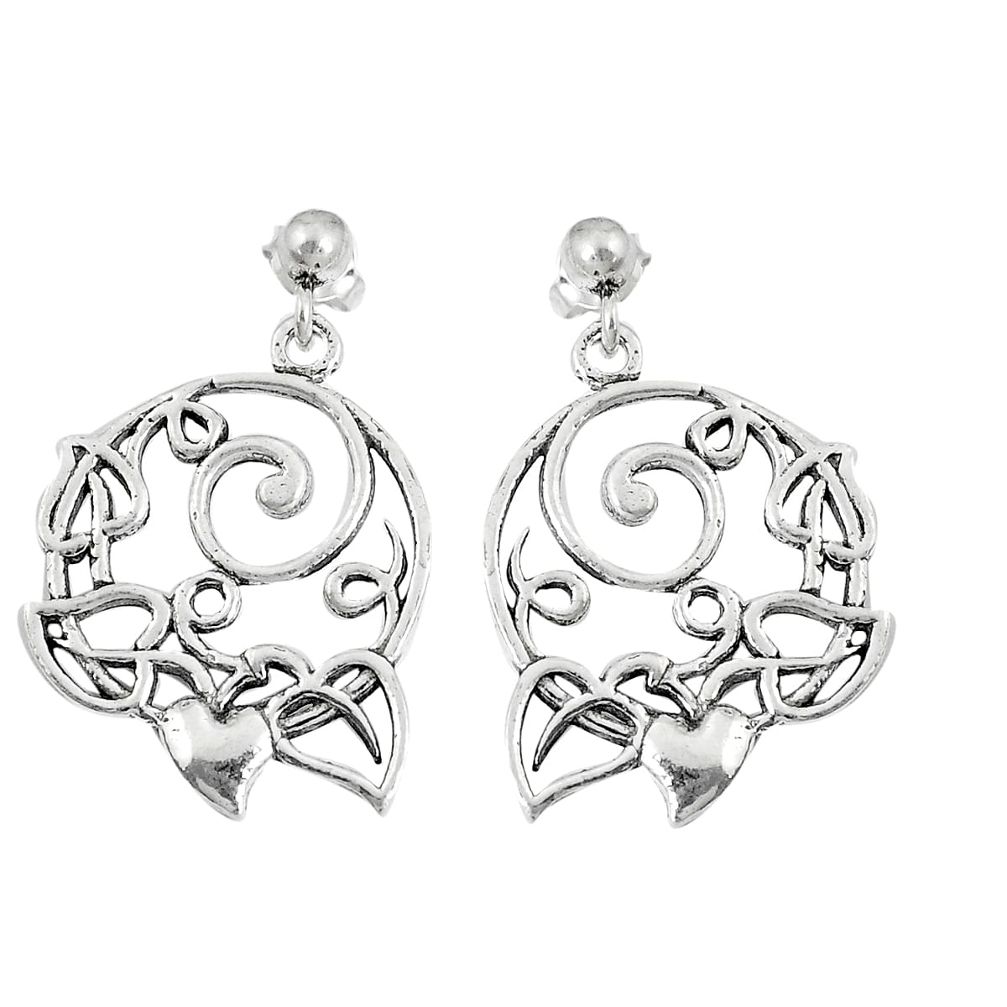 6.89gms indonesian bali style solid 925 silver heart love earrings a94740