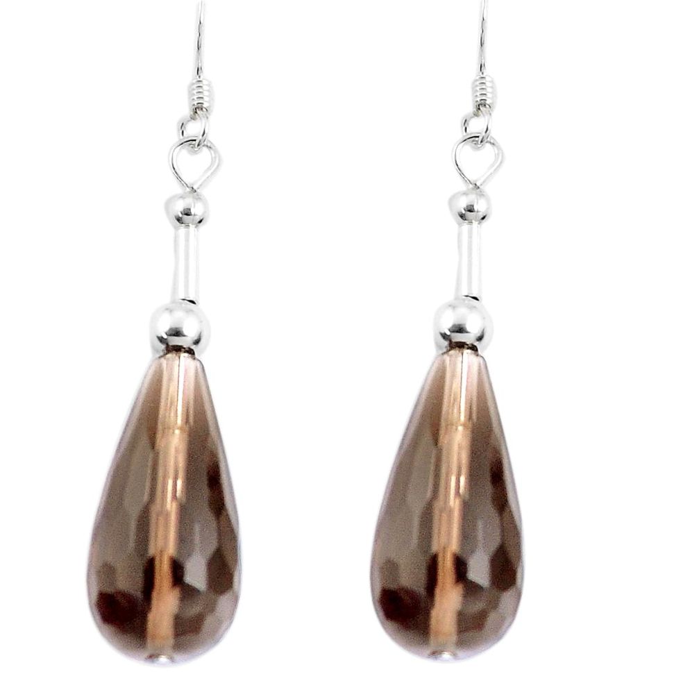 17.46cts brown smoky topaz 925 sterling silver dangle earrings jewelry a94842