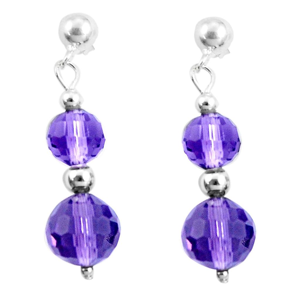 13.13cts natural purple amethyst 925 sterling silver dangle earrings a94851