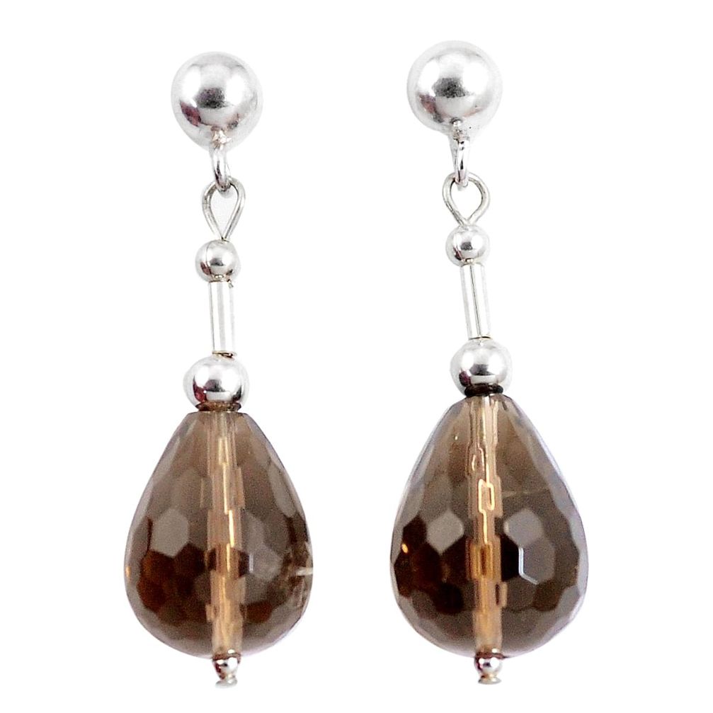 925 sterling silver 26.43cts brown smoky topaz dangle earrings jewelry a94852