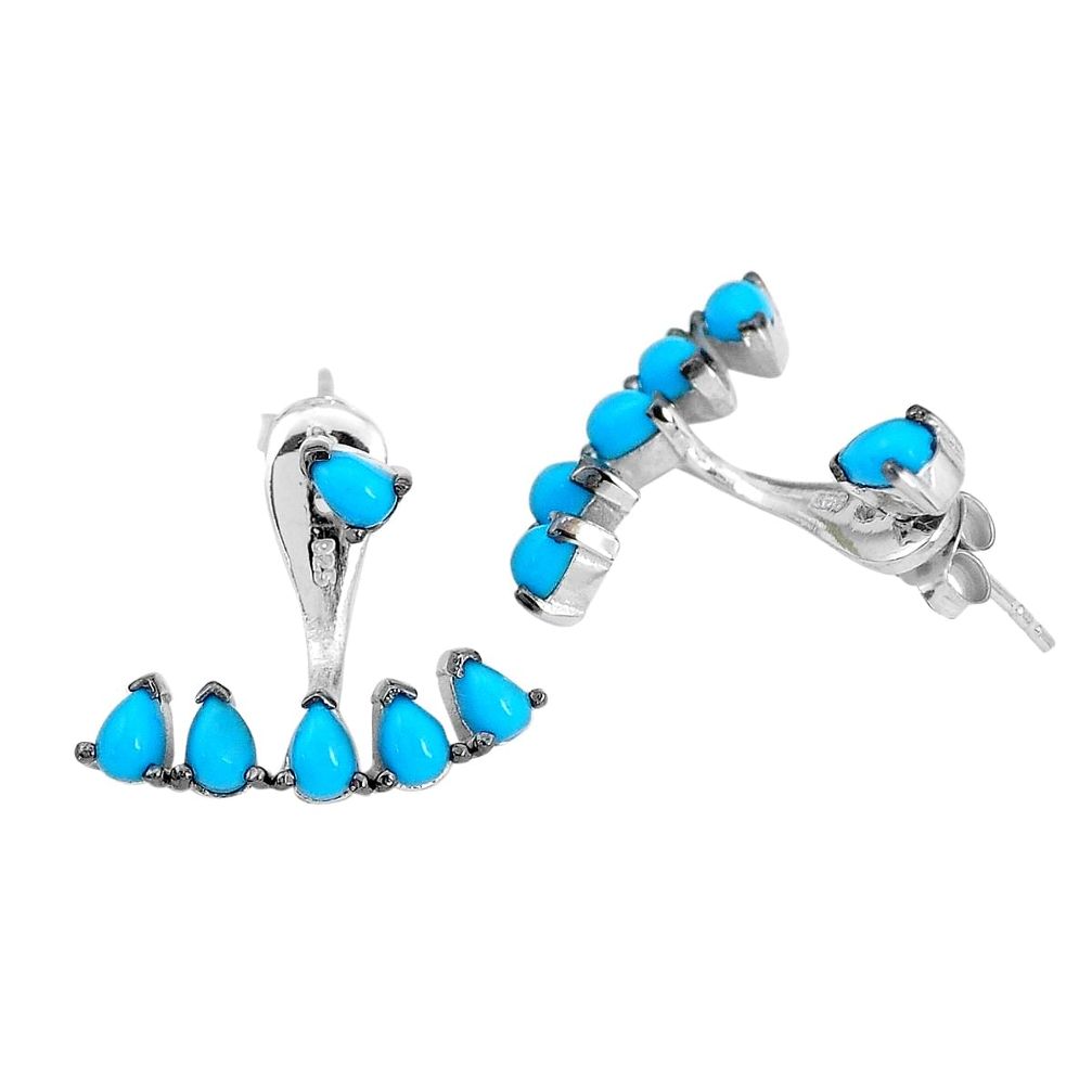 3.50cts blue sleeping beauty turquoise 925 silver dangle earrings jewelry a95122