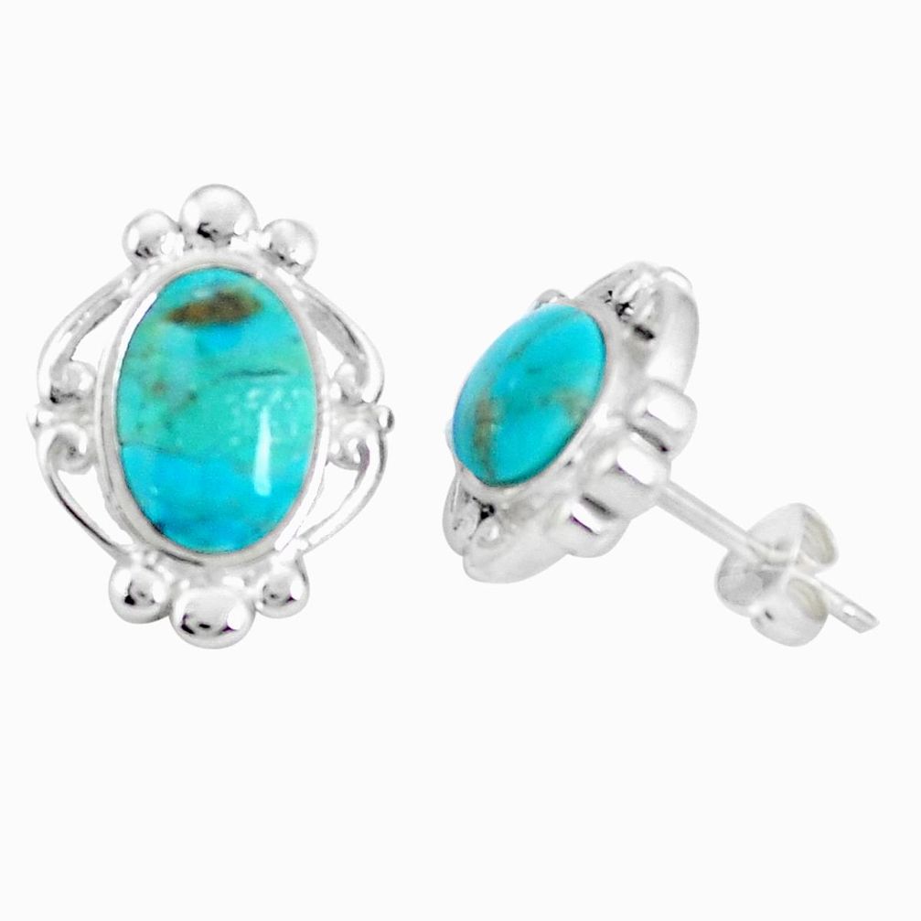 925 sterling silver 6.04cts natural green kingman turquoise stud earrings a95258