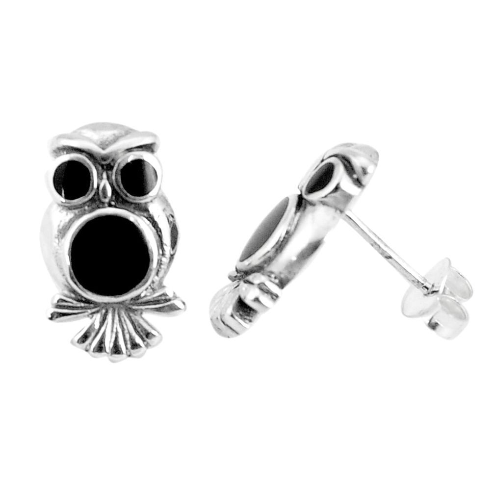 925 sterling silver 4.47gms black onyx owl charm earrings jewelry a95699