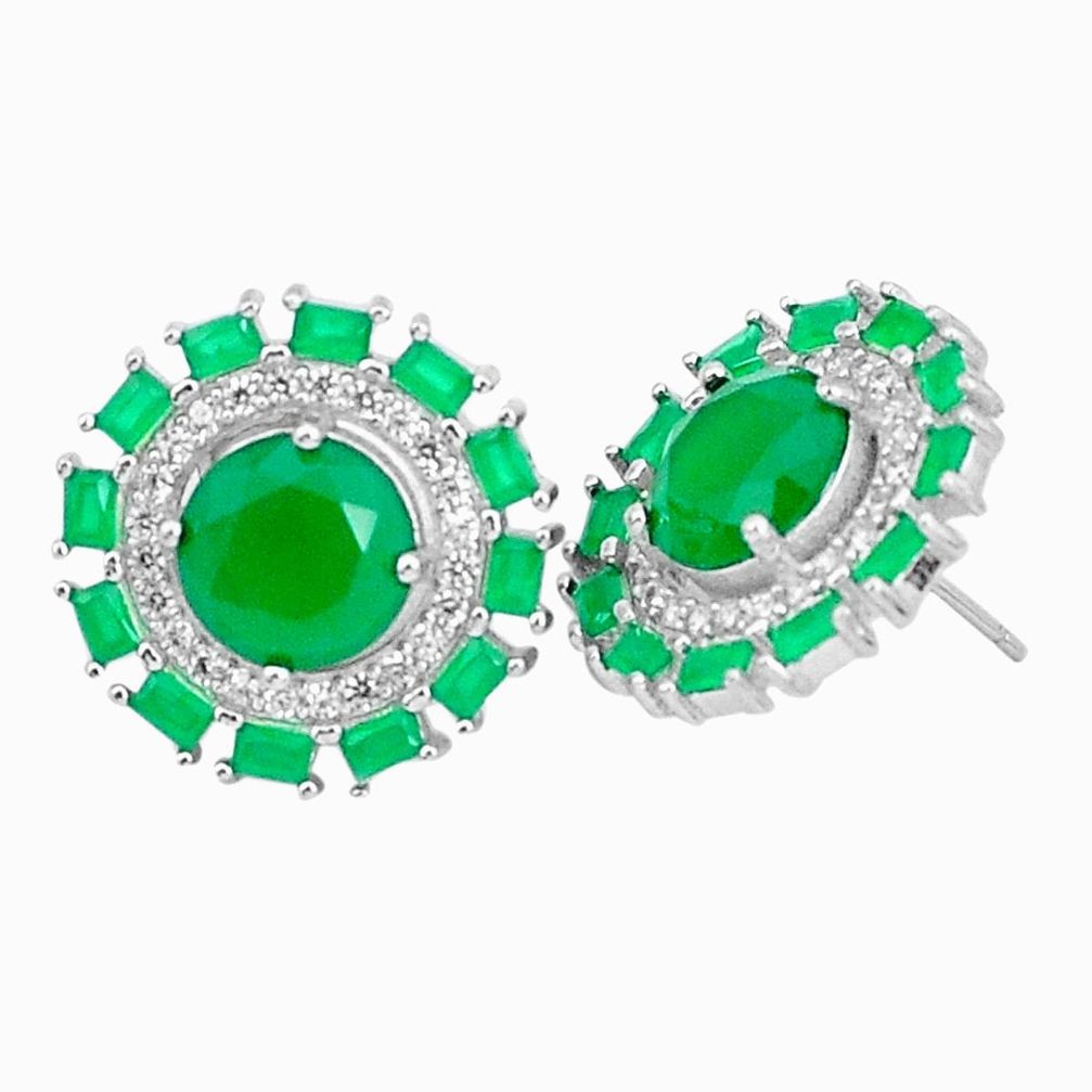 13.84cts natural green chalcedony topaz 925 sterling silver stud earrings a96031