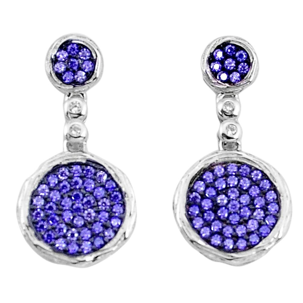 3.65cts purple amethyst quartz white topaz 925 sterling silver earrings a96511