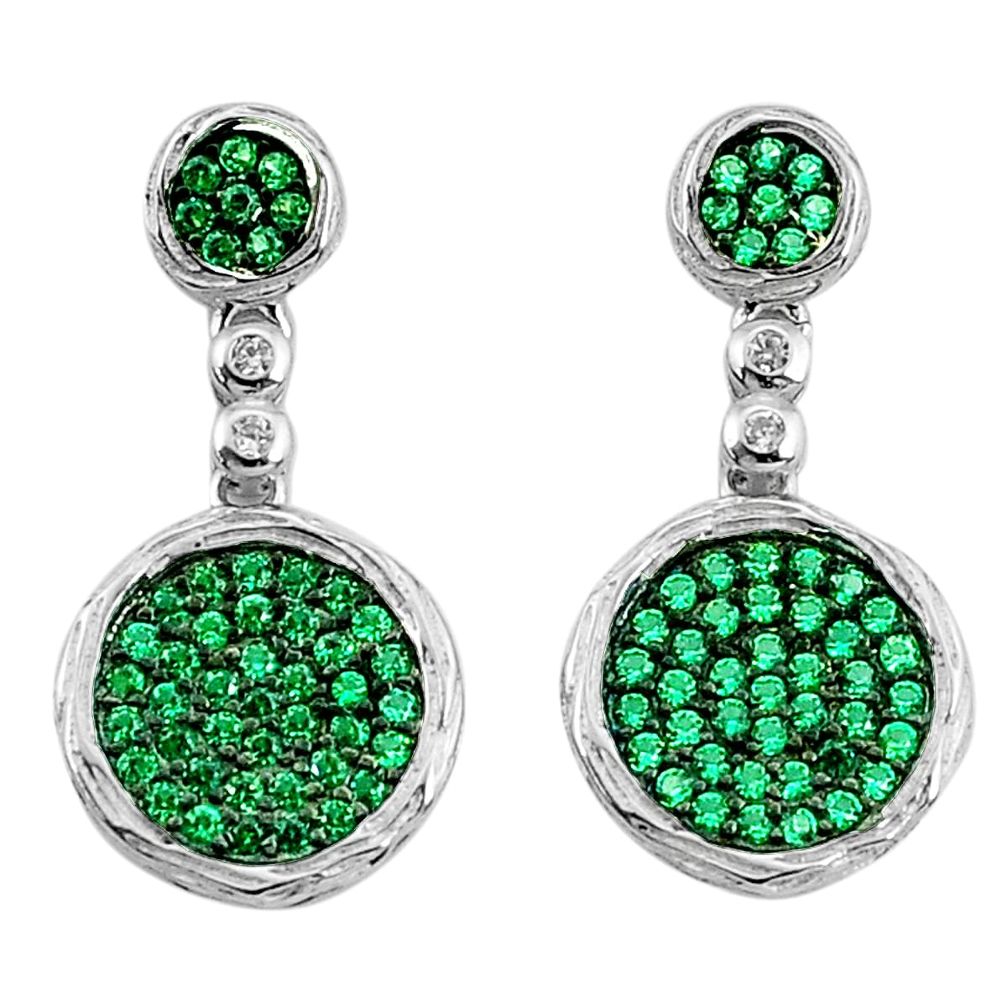 925 sterling silver 3.42cts green emerald (lab) topaz dangle earrings a96519