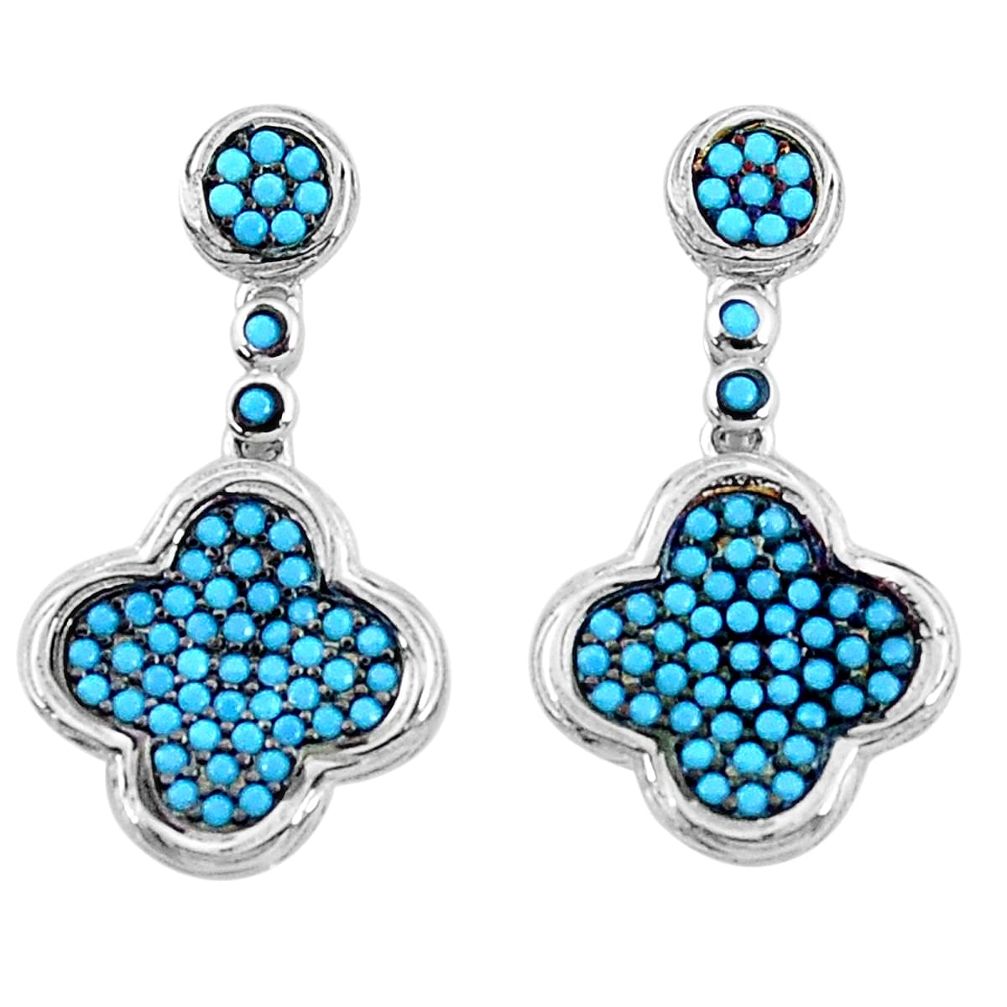 3.13cts fine blue turquoise 925 sterling silver dangle earrings jewelry a96534