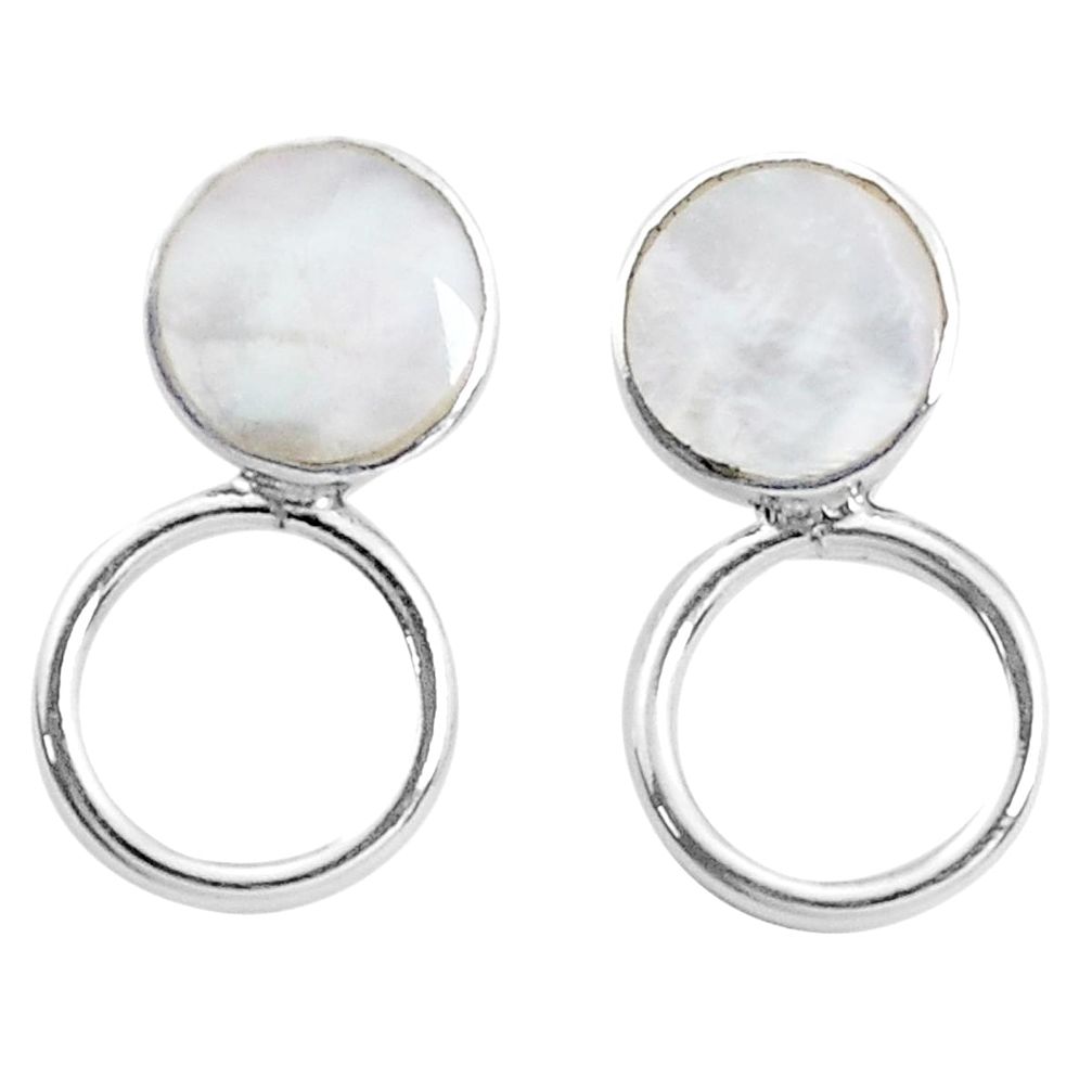 3.26gms natural white pearl enamel 925 sterling silver stud earrings a96781