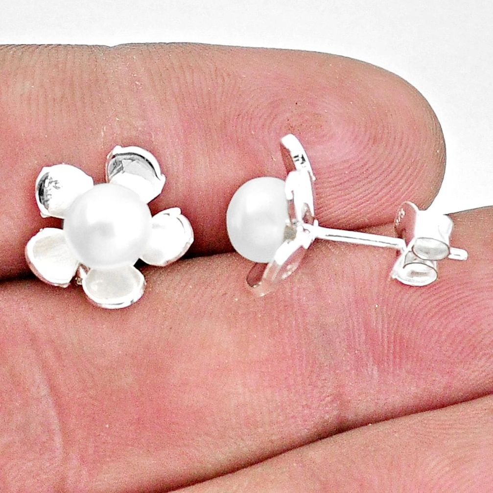 925 sterling silver 2.57cts natural white pearl dangle flower earrings a96804