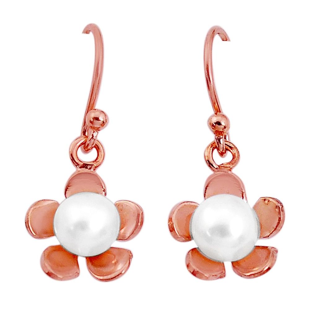 2.93cts natural white pearl 925 sterling silver 14k gold flower earrings a96822