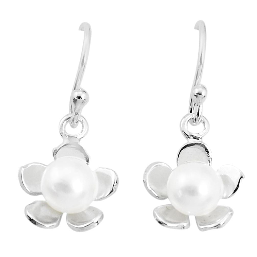 2.75cts natural white pearl 925 sterling silver flower earrings jewelry a96825